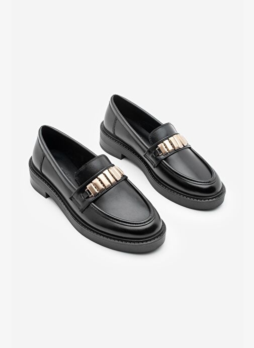 Kadın Loafer Makosen Tokalı Günlük Ayakkabı Vilyum Siyah - Görsel 7