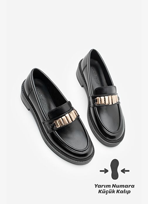 Kadın Loafer Makosen Tokalı Günlük Ayakkabı Vilyum Siyah - Görsel 2