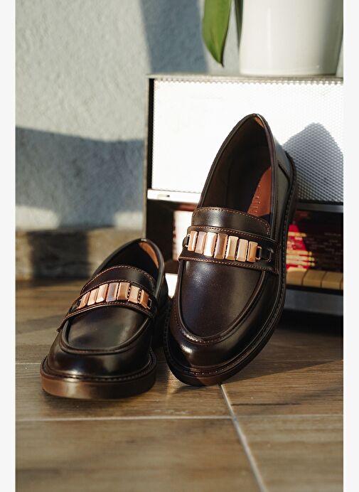 Kadın Loafer Makosen Tokalı Günlük Ayakkabı Vilyum Kahve - Görsel 4