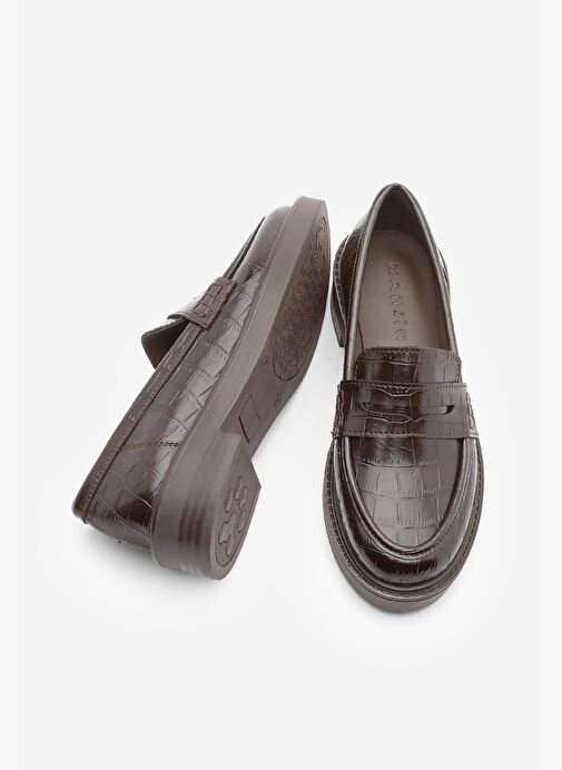 Kadın Loafer Günlük Klasik Ayakkabı Casual Makosen Fonle Kahve Croco - Görsel 7
