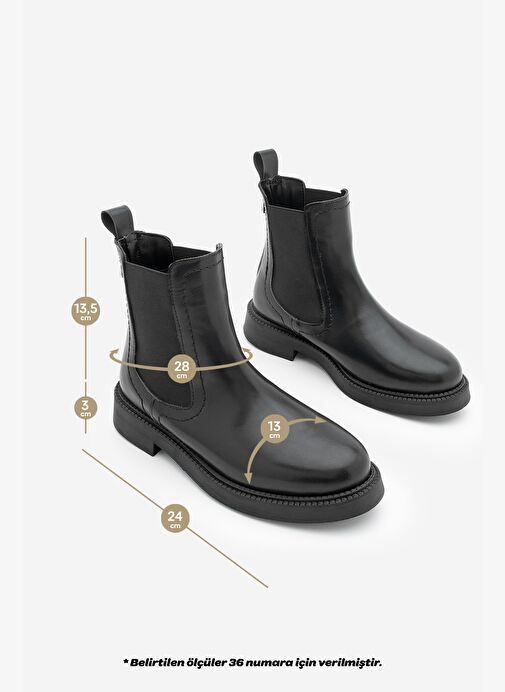 Kadın Lastikli Fermuar Aksesuarlı Günlük Bot Pinge Siyah - Görsel 9