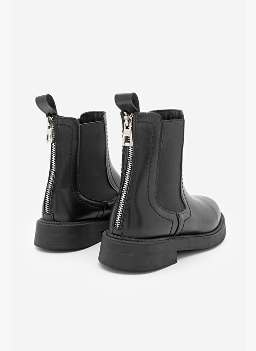 Kadın Lastikli Fermuar Aksesuarlı Günlük Bot Pinge Siyah - Görsel 6