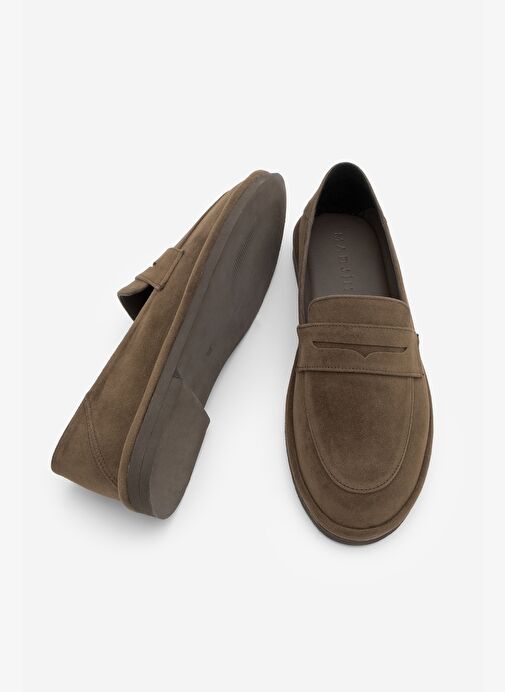 Kadın Loafer Düz Taban Makosen Günlük Ayakkabı Riston Kahve Süet - Görsel 9