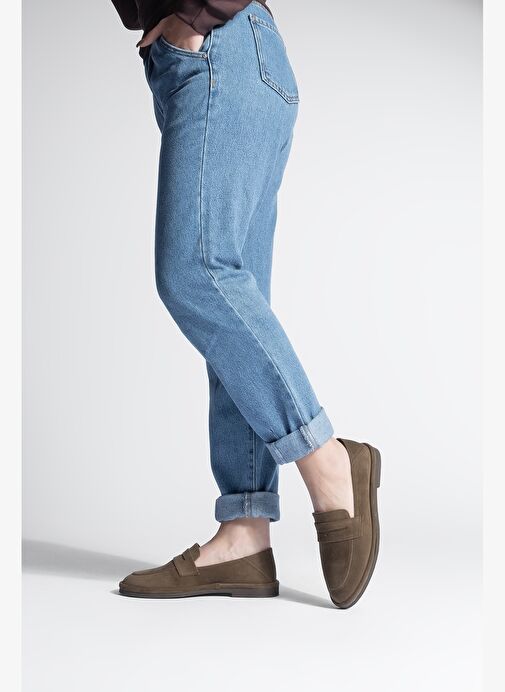 Kadın Loafer Düz Taban Makosen Günlük Ayakkabı Riston Kahve Süet - Görsel 7