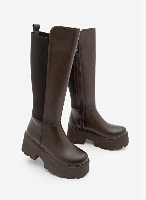 Marjin Kadın Kalın Dolgu Taban Günlük Çizme Ferlas Kahve - Görsel 2