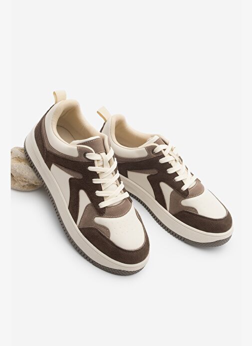 Kadın Sneaker Yüksek Taban Spor Ayakkabı Aryan Kahve - Görsel 2