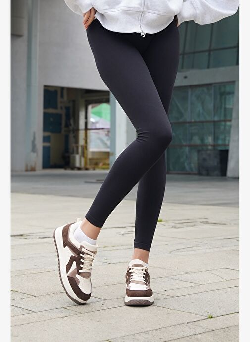 Kadın Sneaker Yüksek Taban Spor Ayakkabı Aryan Kahve - Görsel 8