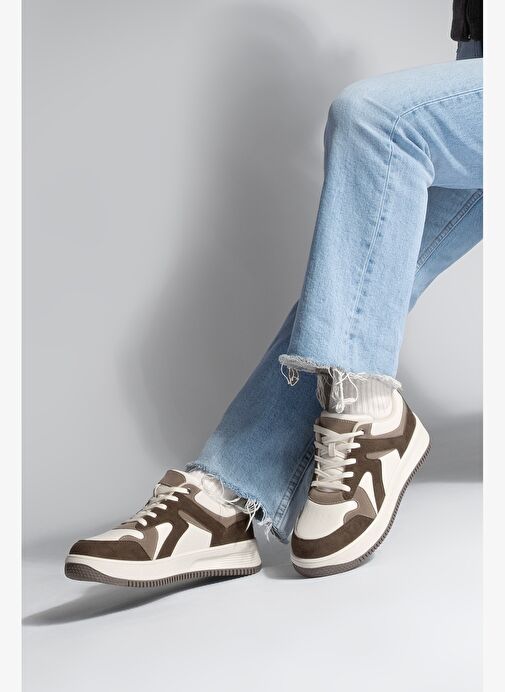 Kadın Sneaker Yüksek Taban Spor Ayakkabı Aryan Kahve - Görsel 3