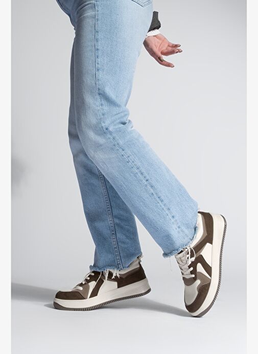 Kadın Sneaker Yüksek Taban Spor Ayakkabı Aryan Kahve - Görsel 5