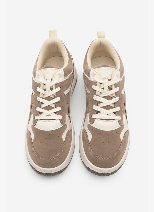 Kadın Sneaker Çok Parçalı Spor Ayakkabı Gosfin Vizon Süet - Görsel 7