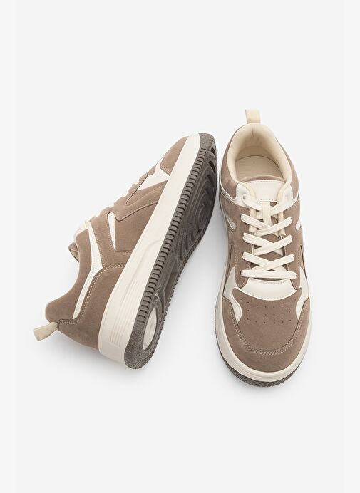 Kadın Sneaker Çok Parçalı Spor Ayakkabı Gosfin Vizon Süet - Görsel 8