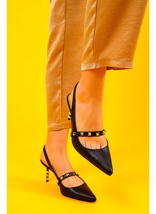 Vina Gerçek Deri Kadın Topuklu Sandalet Siyah - Görsel 5