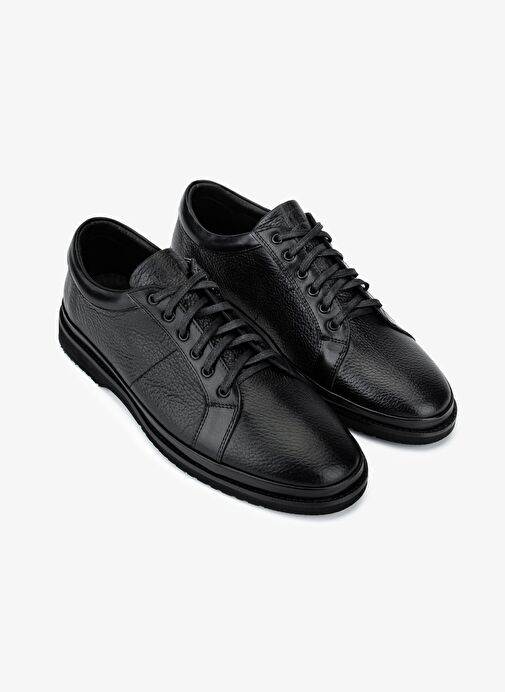 Valmenti Erkek Hakiki Deri Siyah Floter Casual Ayakkabı - Görsel 3