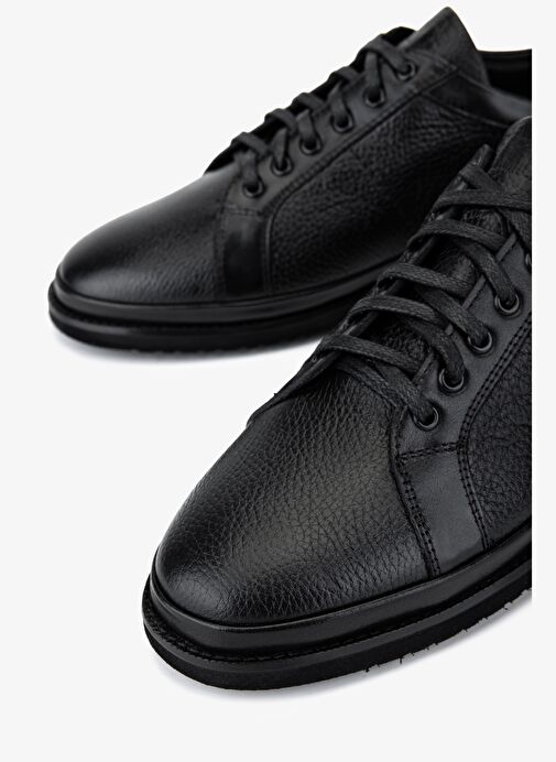 Valmenti Erkek Hakiki Deri Siyah Floter Casual Ayakkabı - Görsel 4