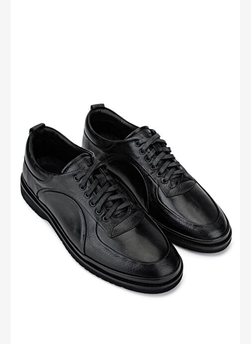 Tamer Tanca Erkek Hakiki Deri Siyah Deri Casual Ayakkabı - Görsel 3