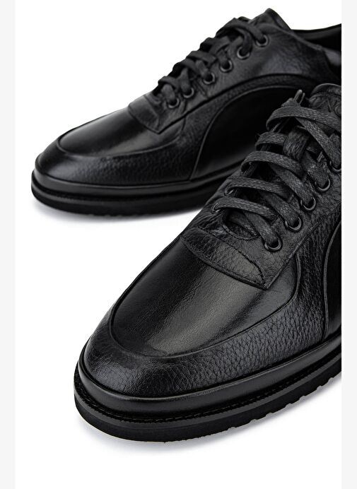 Tamer Tanca Erkek Hakiki Deri Siyah Deri Casual Ayakkabı - Görsel 6