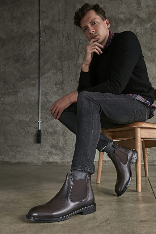 Ziya, Erkek Hakiki Deri Bot 143447Z101 Kahve - Görsel 2