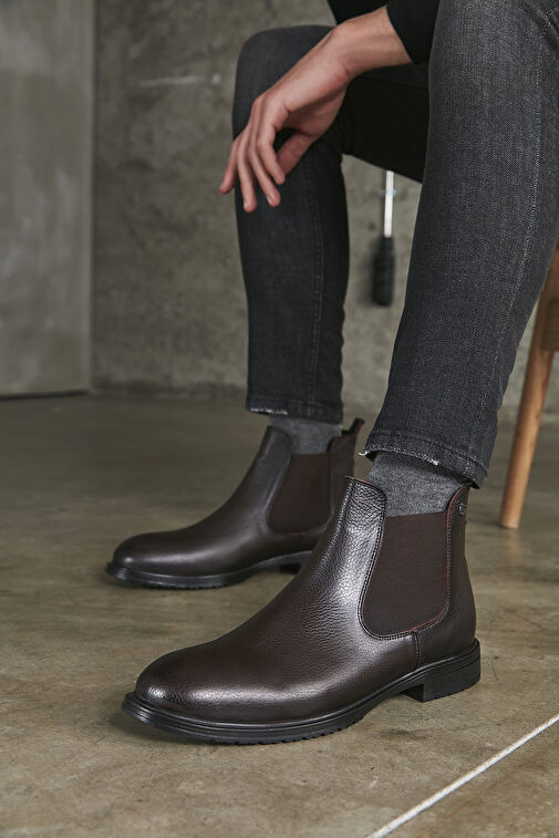 Ziya, Erkek Hakiki Deri Bot 143447Z101 Kahve - Görsel 3