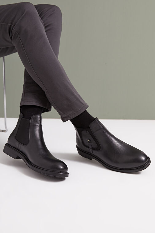 Ziya, Erkek Hakiki Deri Bot 143447Z204 Siyah - Görsel 3