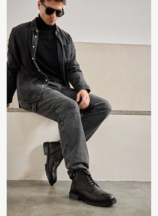Ziya, Erkek Hakiki Deri Bot 143447Z306 Siyah - Görsel 3