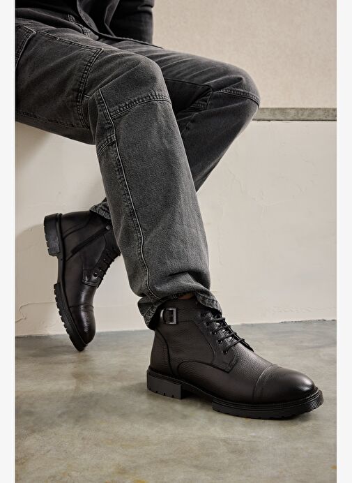 Ziya, Erkek Hakiki Deri Bot 143447Z306 Siyah - Görsel 2