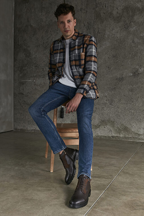 Ziya, Erkek Hakiki Deri Bot 143447Z306 Kahve - Görsel 2