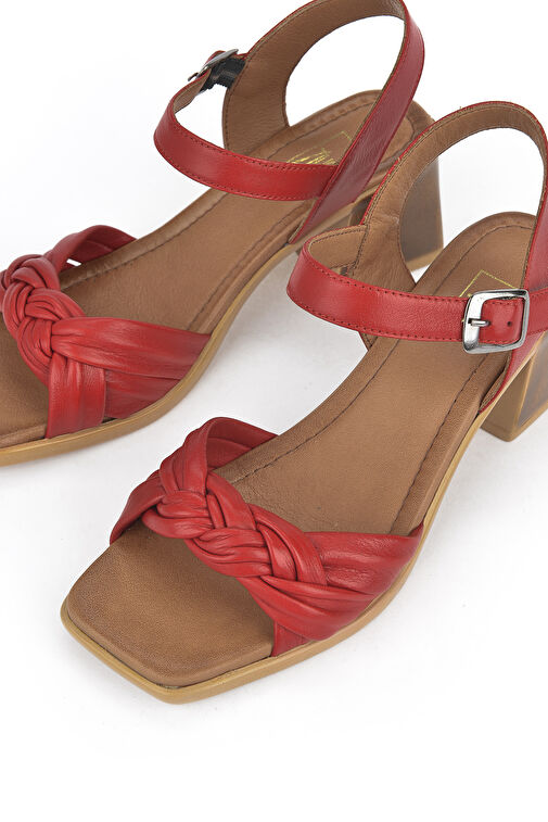 Ziya Kırmızı Kadın Deri Topuklu Sandalet 121992 19001_225 - Görsel 9