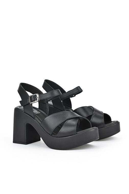 Ziya Siyah Kadın Deri Topuklu Sandalet 121992 28000_000 - Görsel 3