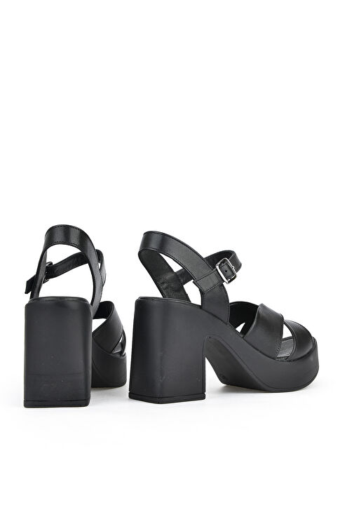 Ziya Siyah Kadın Deri Topuklu Sandalet 121992 28000_000 - Görsel 4