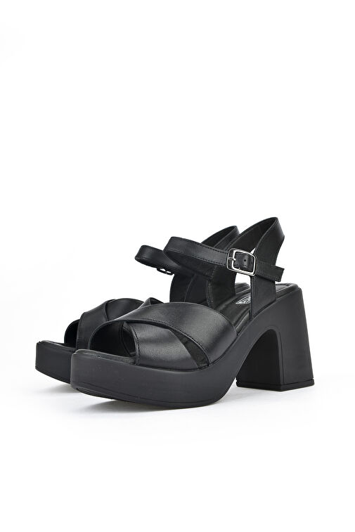 Ziya Siyah Kadın Deri Topuklu Sandalet 121992 28000_000 - Görsel 6