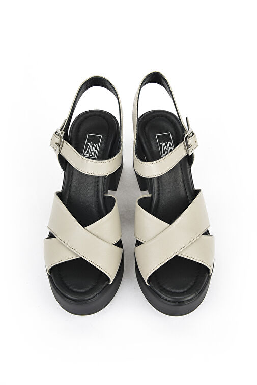 Ziya, Kadın Hakiki Deri Topuklu Sandalet 141992Z28000 Buz - Görsel 7