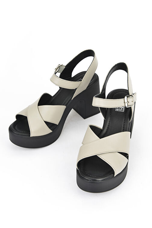 Ziya, Kadın Hakiki Deri Topuklu Sandalet 141992Z28000 Buz - Görsel 9