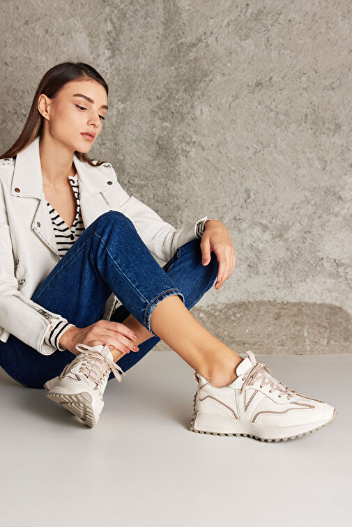 Ziya Krem-Bej Kadın Deri Sneaker 1231000 4660_004 - Görsel 8