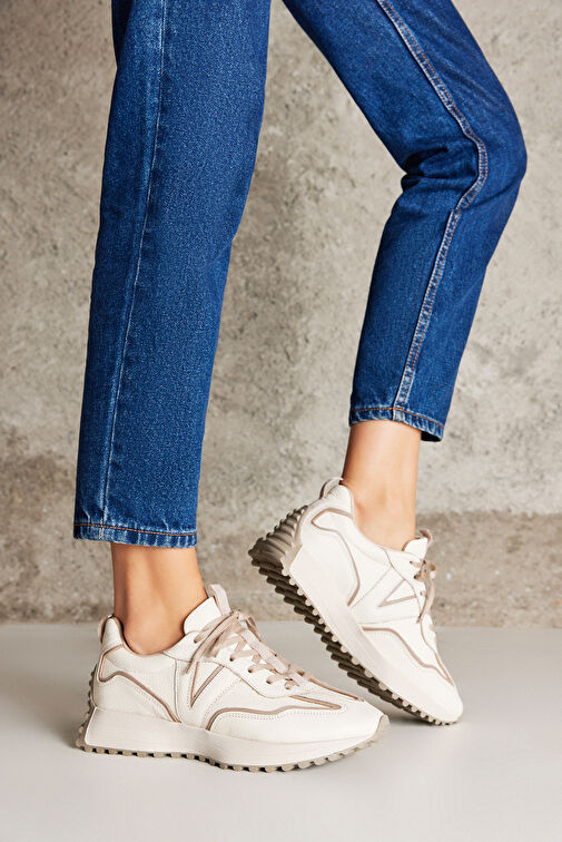 Ziya Krem-Bej Kadın Deri Sneaker 1231000 4660_004 - Görsel 9