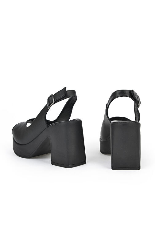 Ziya, Kadın Hakiki Deri Topuklu Sandalet 141992Z28003 Siyah - Görsel 6