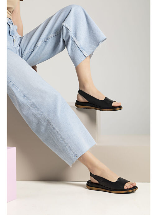 Ziya Siyah Kadın Deri Sandalet 1311008 016_000 - Görsel 2