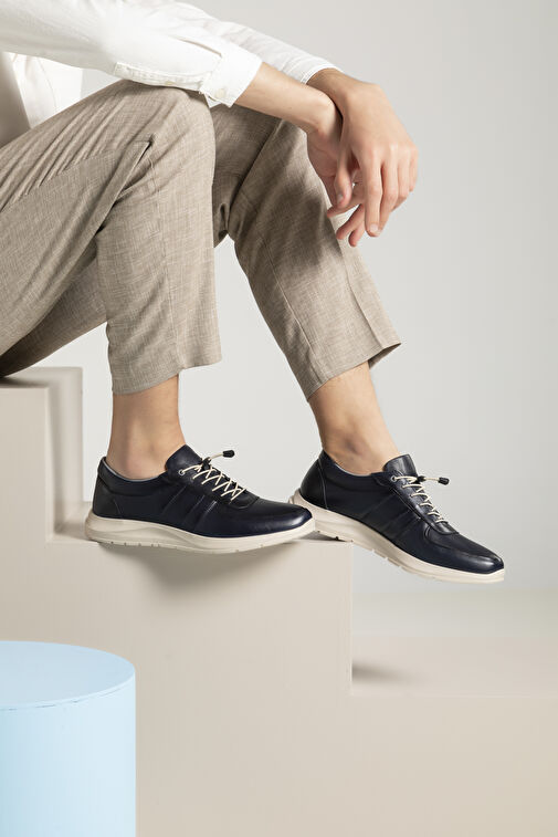 Ziya Lacivert Erkek Deri Sneaker 1311013 S08_200 - Görsel 3