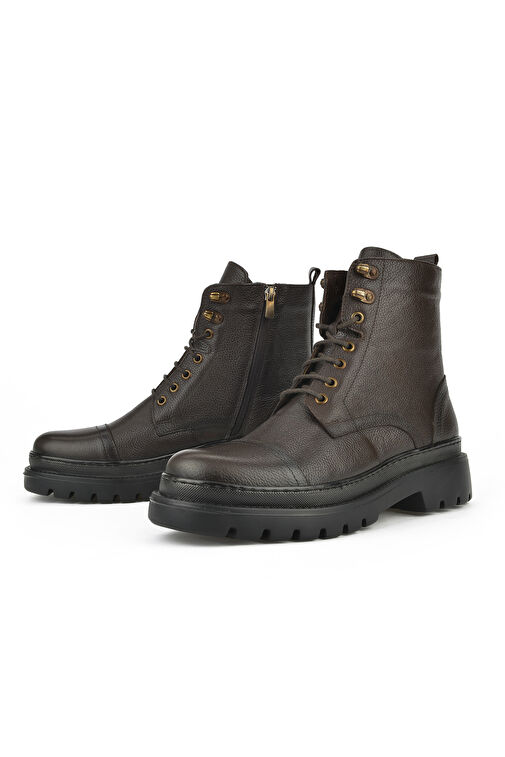 Ziya, Erkek Hakiki Deri Bot 14319Z77184 Kahve - Görsel 5