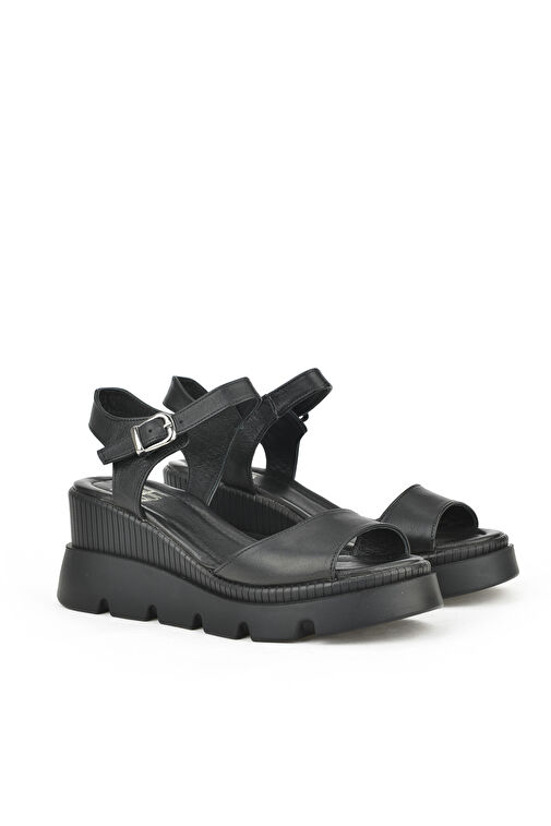 Ziya, Kadın Hakiki Deri Dolgu Topuk Sandalet 1411020Z2003 Siyah - Görsel 3