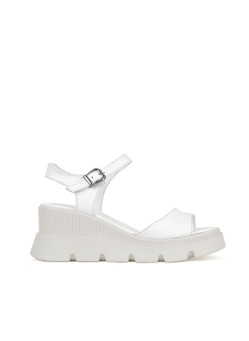 Ziya, Kadın Hakiki Deri Dolgu Topuk Sandalet 1511020Z2003 Beyaz - Görsel 2