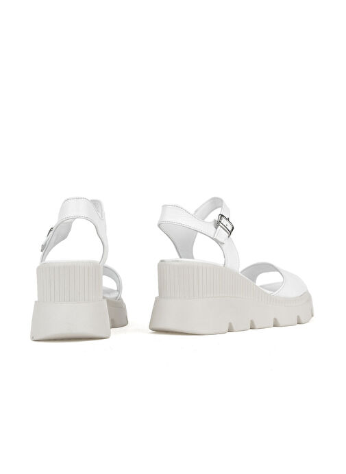 Ziya, Kadın Hakiki Deri Dolgu Topuk Sandalet 1511020Z2003 Beyaz - Görsel 4
