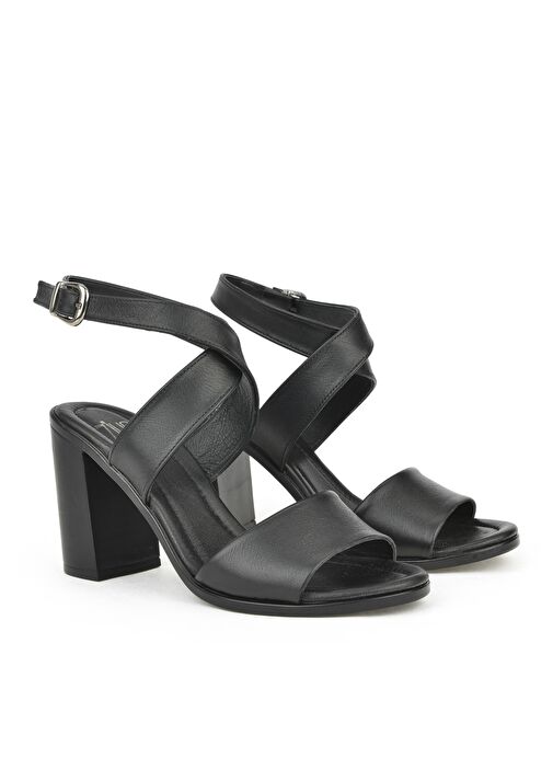 Ziya Siyah Kadın Deri Topuklu Sandalet 1411020Z1708_000 - Görsel 3