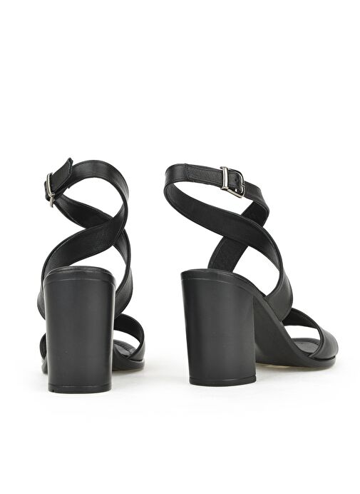 Ziya Siyah Kadın Deri Topuklu Sandalet 1411020Z1708_000 - Görsel 4