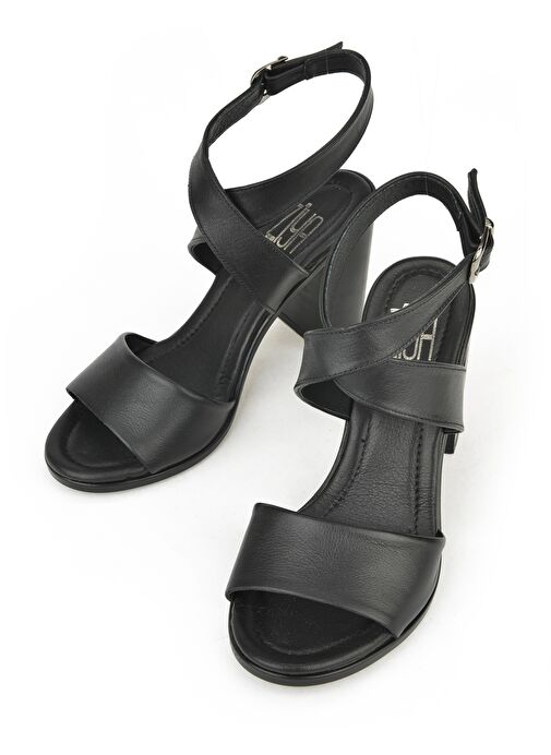 Ziya Siyah Kadın Deri Topuklu Sandalet 1411020Z1708_000 - Görsel 5