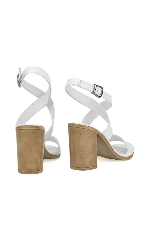 Ziya, Kadın Hakiki Deri Topuklu Sandalet 1411020Z1708 Beyaz - Görsel 4