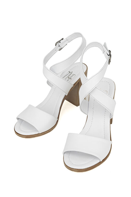 Ziya, Kadın Hakiki Deri Topuklu Sandalet 1411020Z1708 Beyaz - Görsel 5