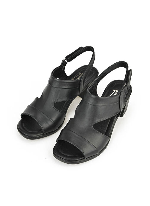 Ziya Siyah Kadın Deri Topuklu Sandalet 1411020Z2211_000 - Görsel 5