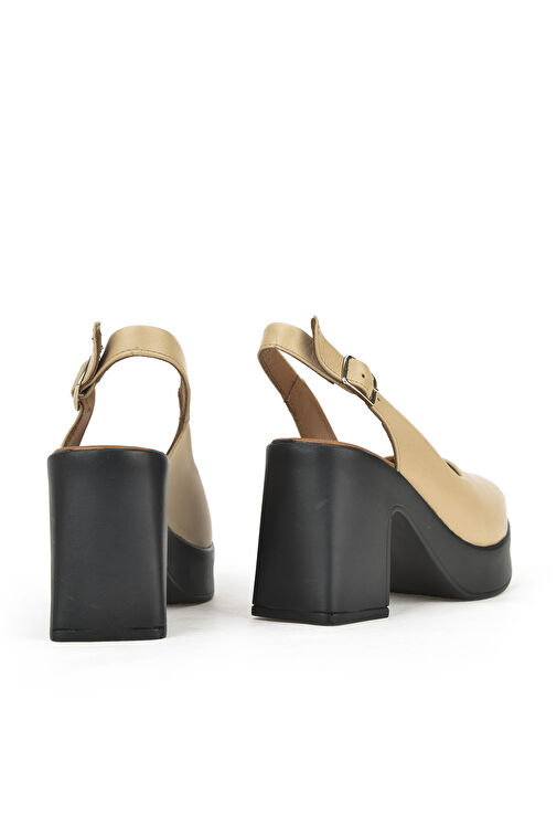 Ziya, Kadın Hakiki Deri Topuklu Sandalet 141992Z28003 Bej - Görsel 4