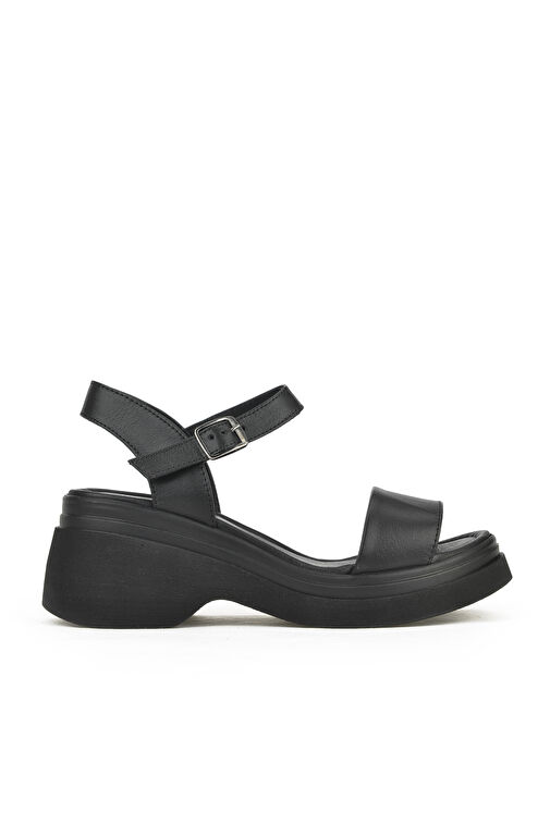 Ziya Siyah Kadın Deri Topuklu Sandalet 141992Z68002_000 - Görsel 2