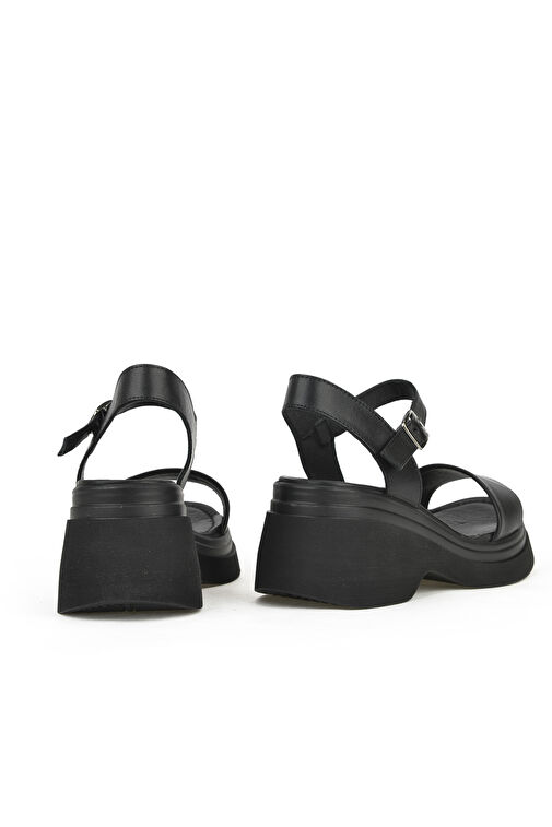 Ziya Siyah Kadın Deri Topuklu Sandalet 141992Z68002_000 - Görsel 4